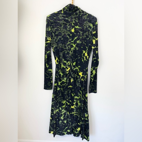 Dries Van Noten Henalis Velvet Green and Black Dress - Picture 7 of 16